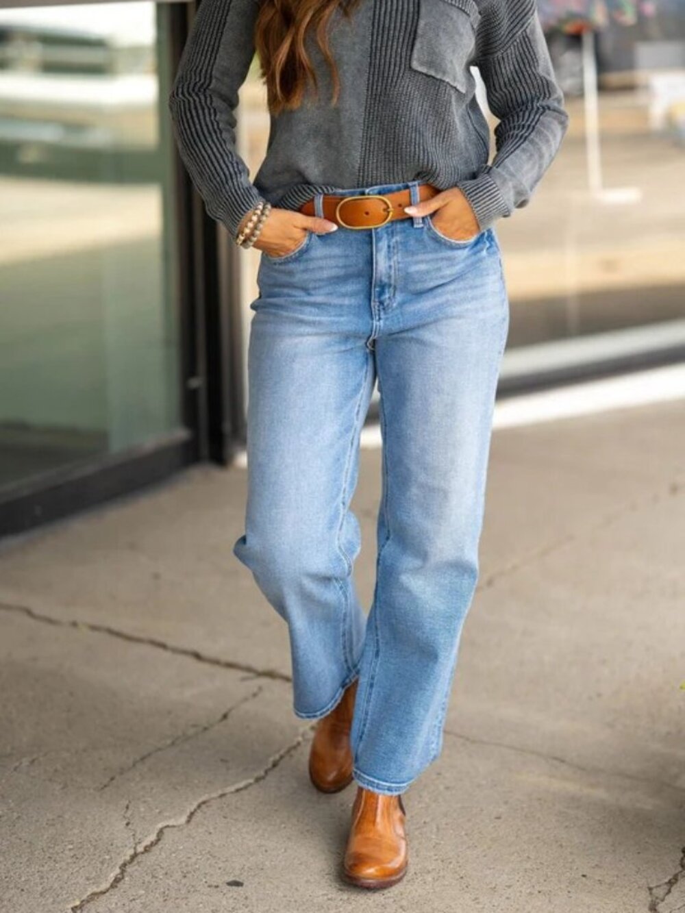 Lovervet by VERVET Enhance Super High Rise Slim Wide Jeans